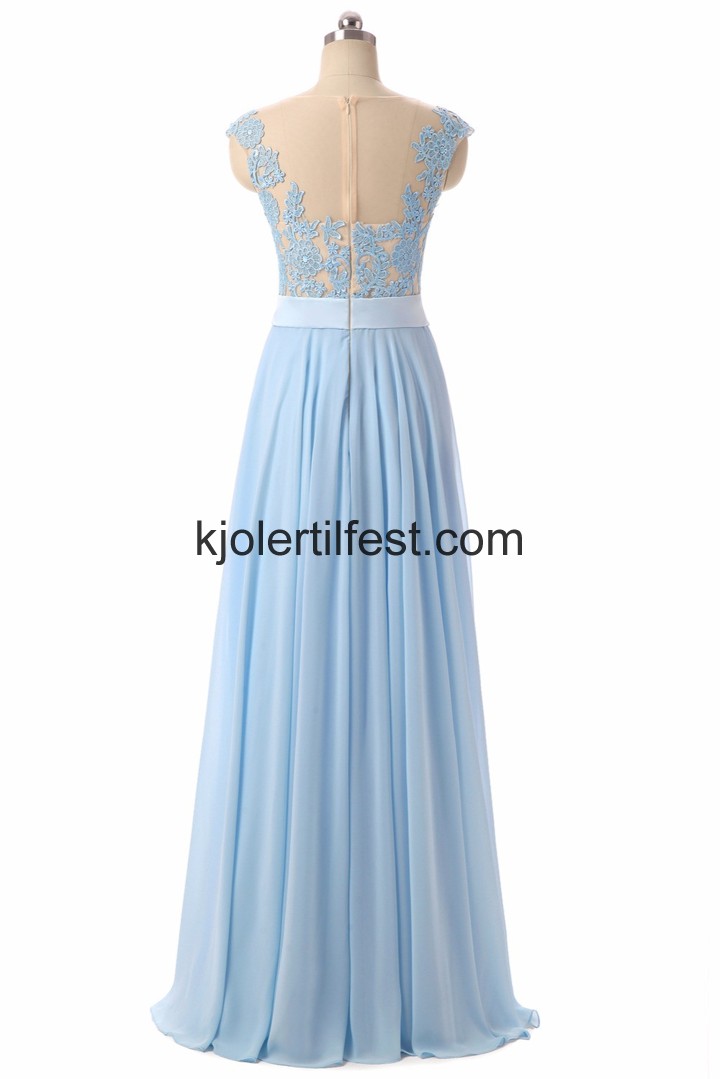 Himmelbl A-Linje Lange Chiffon Selskapskjoler